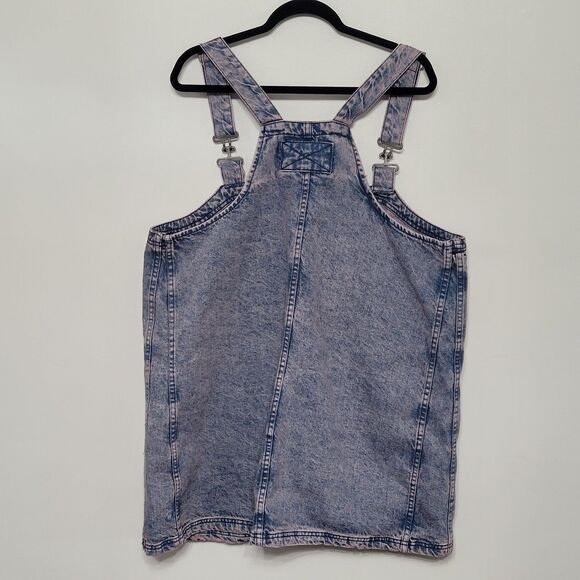 Free People We The Free Denim Smock Overall Mini Dress Pink Dreams Wash Size XL - Picture 5 of 6